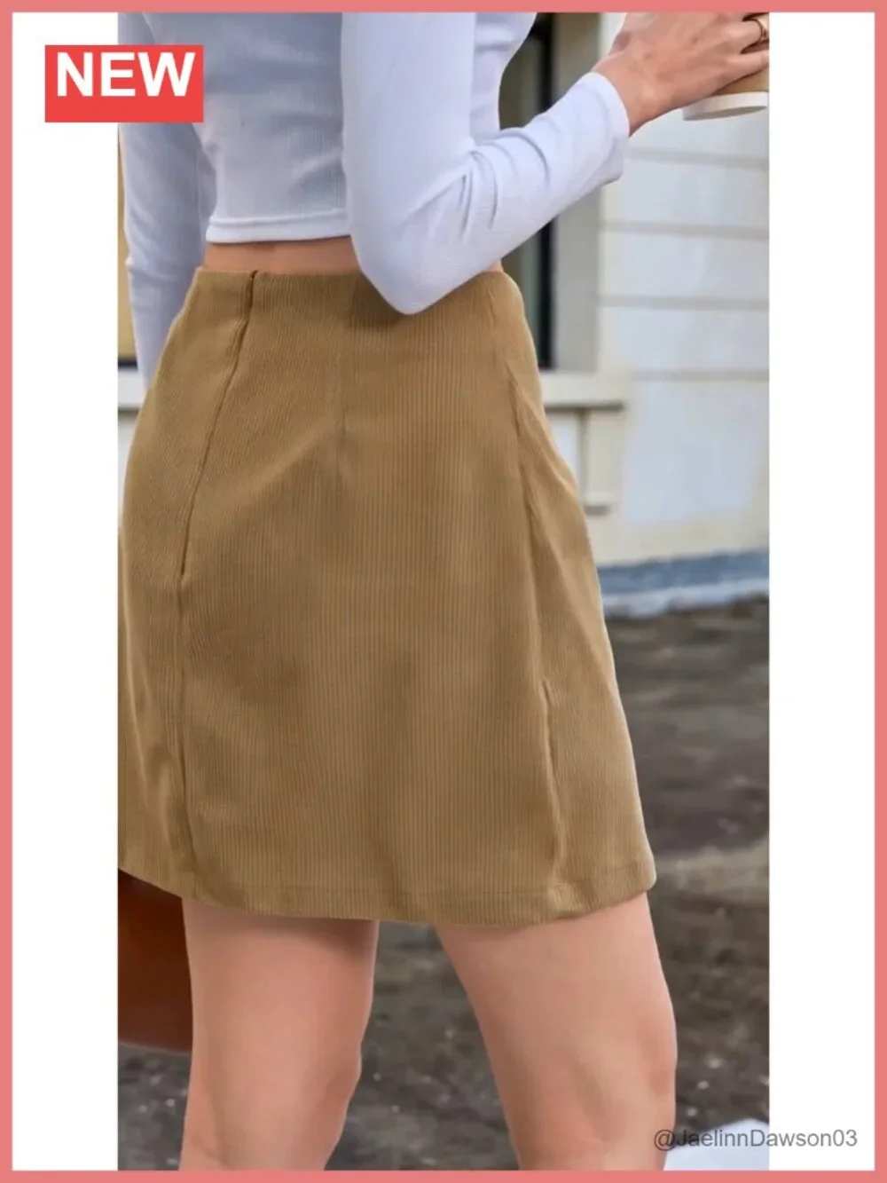 Corduroy Mini Skirt with Built-in Shorts A-Line High Rise